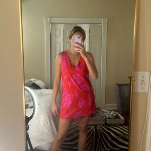 Free People Mini Dress Sleeveless Red/Orange and Pink Size Small